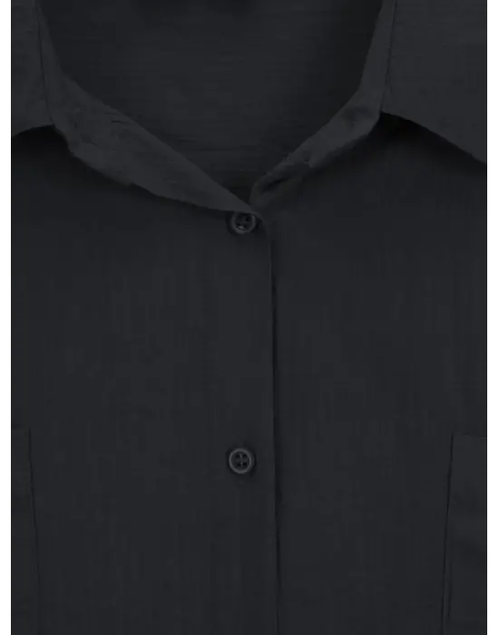 Omarı Etkileyici Oval Kesim Çift Cep Detaylı Gömlek Tunic