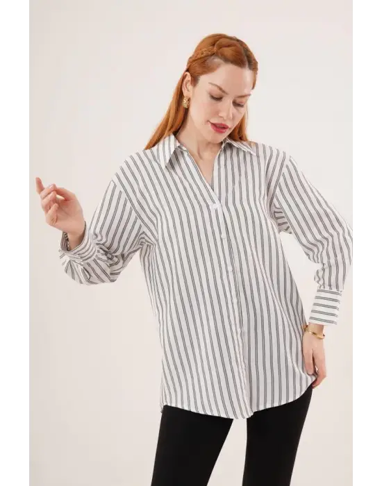 Omarı Modern Tasarımlı Gri Gömlek