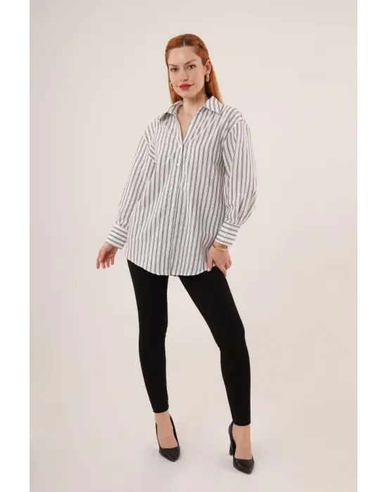 Omarı Modern Tasarımlı Gri Gömlek