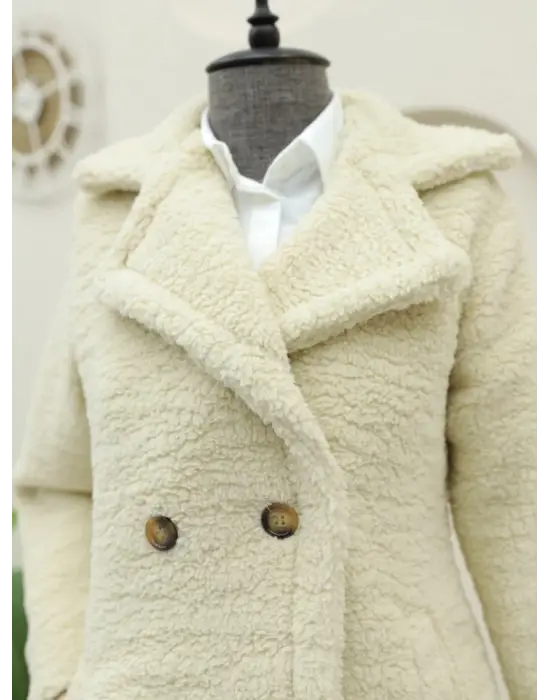 Omarı Sıcacık Peluş Kaban - Açık Vizon