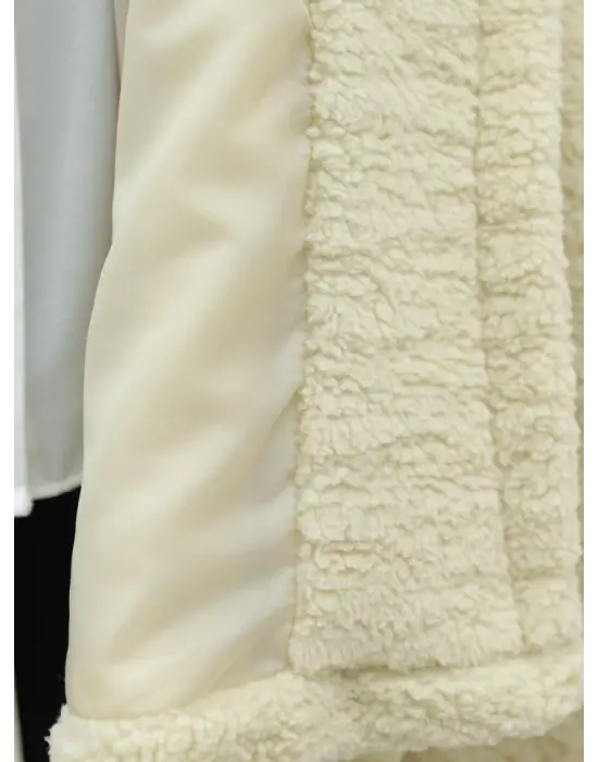 Omarı Sıcacık Peluş Kaban - Açık Vizon