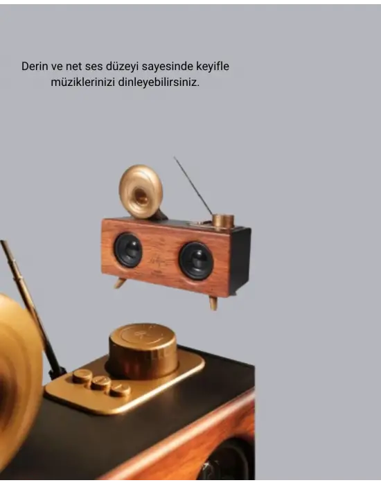 Çift Hoparlörlü Retro Bluetooth Speaker 1800mah Bataryalı Aux Usb Sd Kartlı