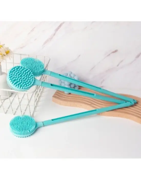Çift Taraflı Silikon Uzun Saplı Banyo Fırçası