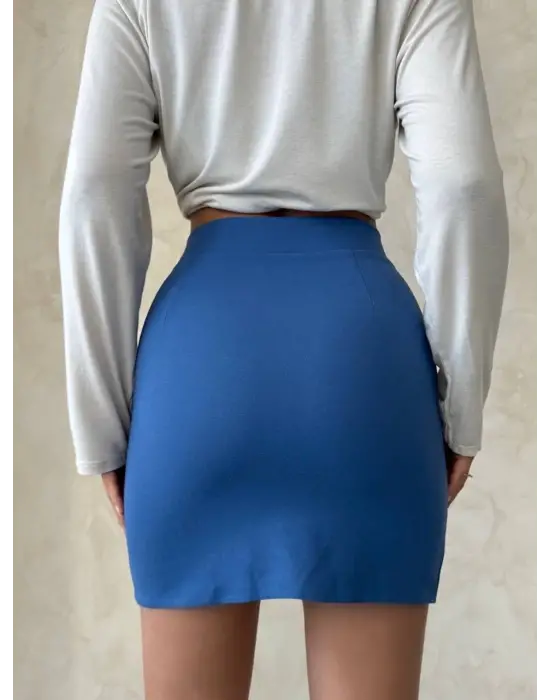 Çift yırtmaçlı etek indigo s25910