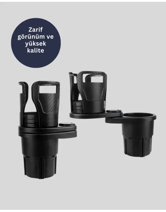 Çiftli Araba Bardak Tutucu Karbon Fiber Görünümlü 360° Ayarlı