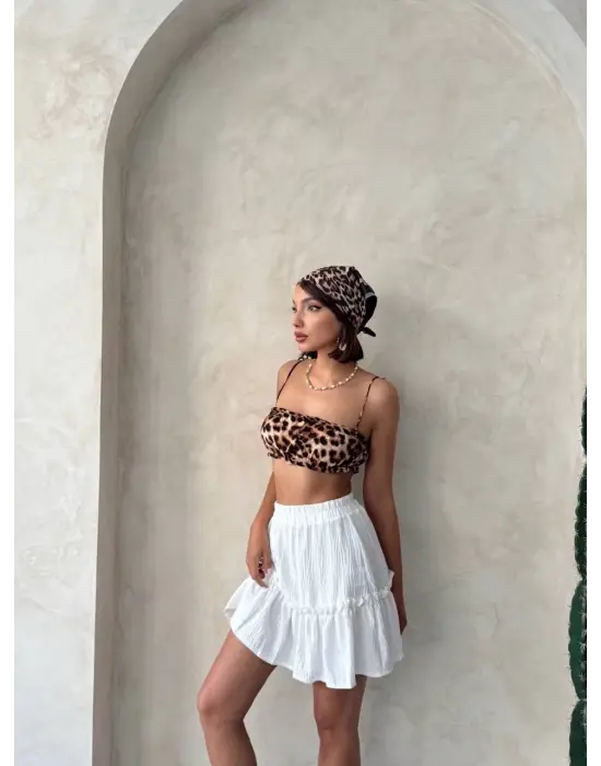 Omarı Beyaz Çingene Keten Etek - Yumuşak Dokulu ve Şık Model