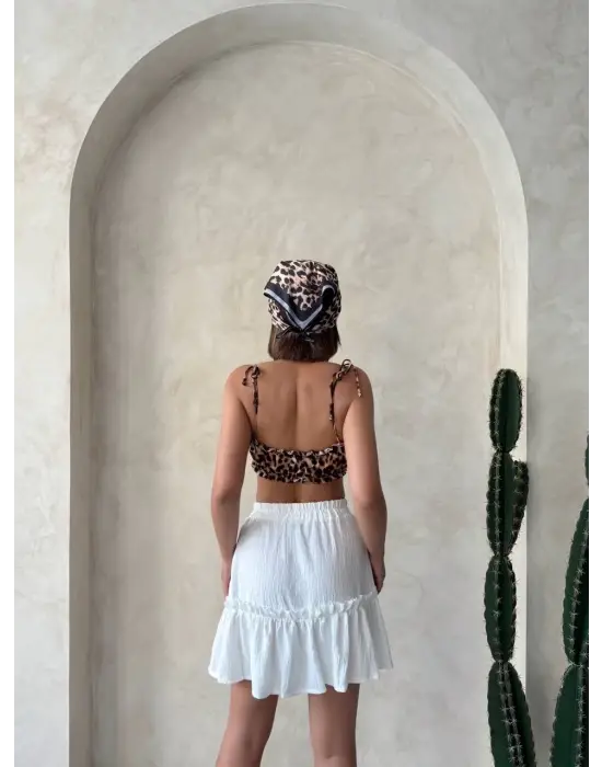 Omarı Beyaz Çingene Keten Etek - Yumuşak Dokulu ve Şık Model