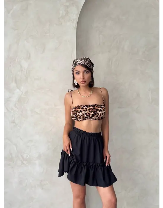 Çingene keten etek siyah s24808