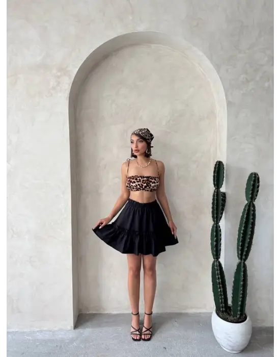 Omarı Siyah Çingene Keten Etek