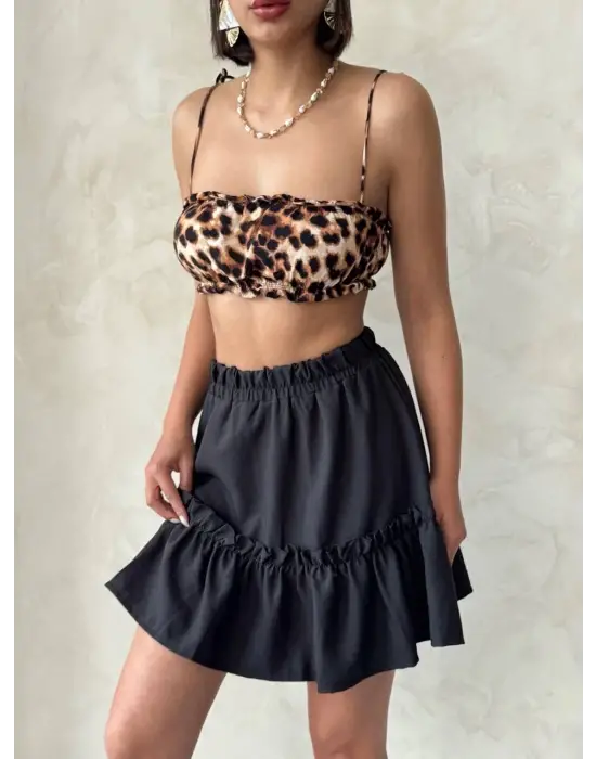 Çingene keten etek siyah s24808