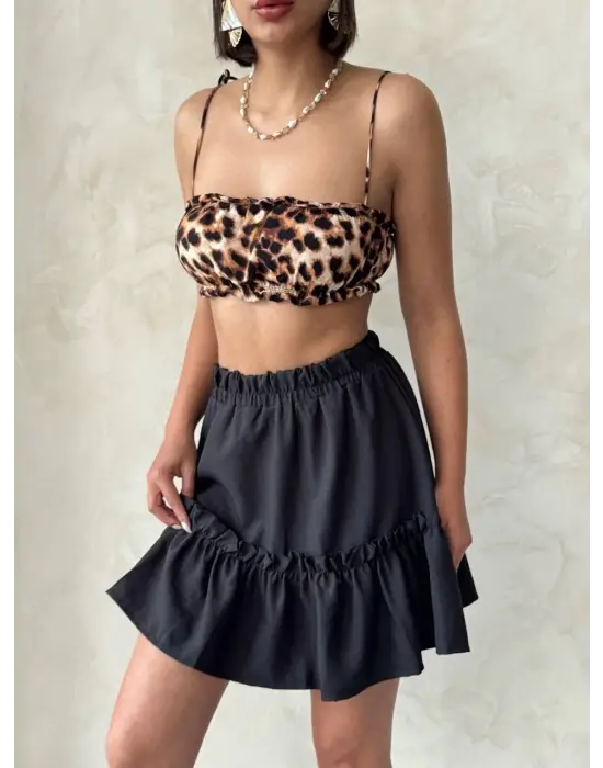 Omarı Siyah Çingene Keten Etek