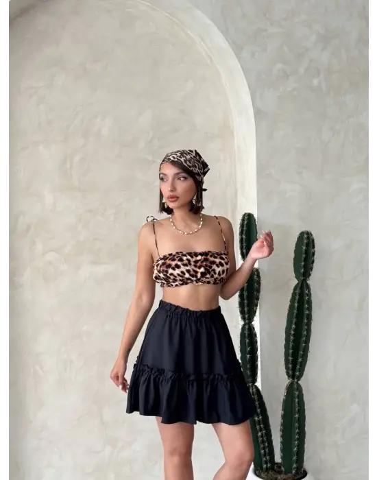 Çingene keten etek siyah s24808