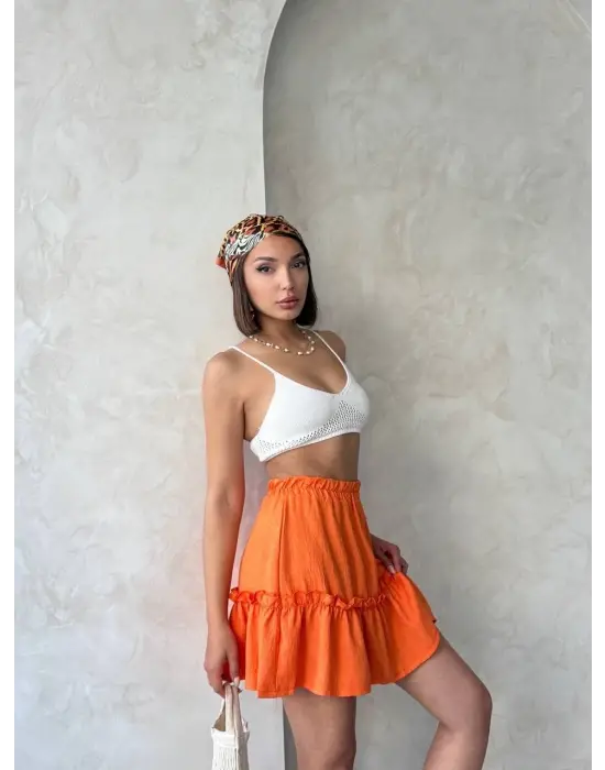 Çingene keten etek turuncu s24808