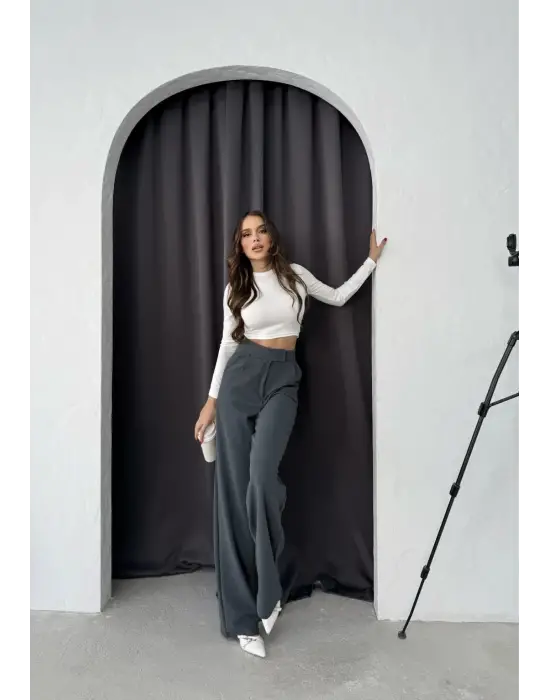 Cırtlı pantolon krep füme pt