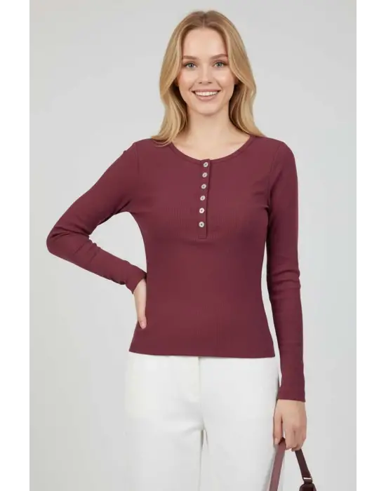 Çıtçıt Detaylı Bluz Mürdüm T4343