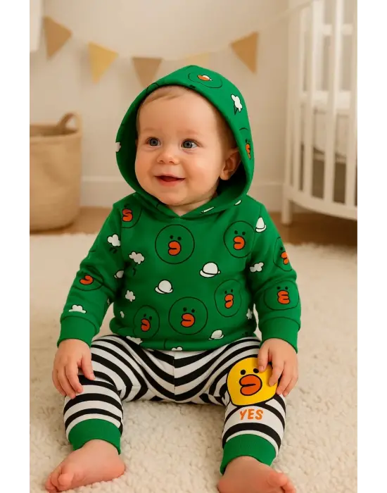 Civciv Desenli 2li % 100 Pamuk Erkek Bebek Takımı