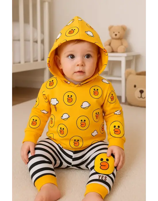 Civciv Desenli 2li % 100 Pamuk Erkek Bebek Takımı