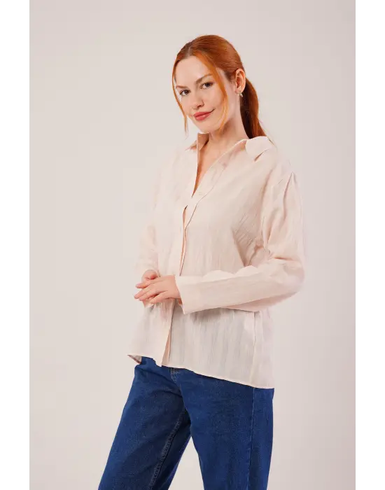 Omarı Trend Krem Gömlek