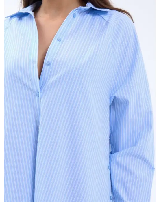 Omarı Çizgili Elbise Kadınların Favorisi Olacak