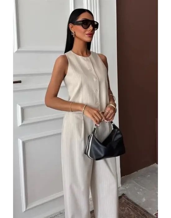 Omarı Çizgili Flamlı Poliviscon Takım