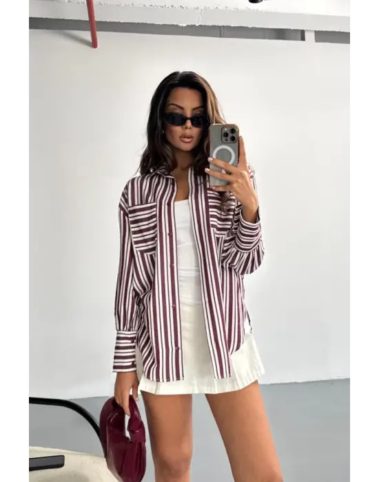 Omarı Bordo Çizgili Gömlek: Stilinizi Tamamlayan Bir Parça