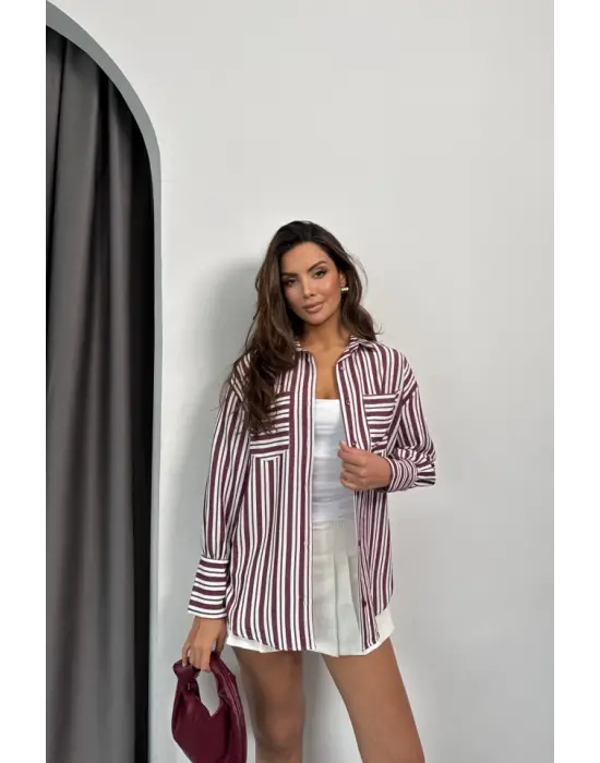 Omarı Bordo Çizgili Gömlek: Stilinizi Tamamlayan Bir Parça