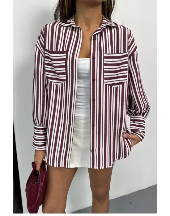 Omarı Bordo Çizgili Gömlek: Stilinizi Tamamlayan Bir Parça