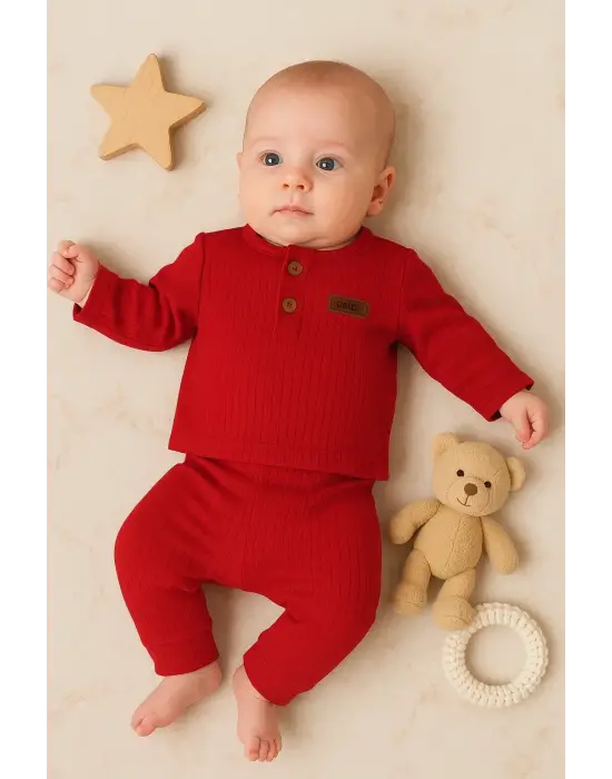 Çizgili Kumaş % 100 Pamuk 2li Unisex Takım