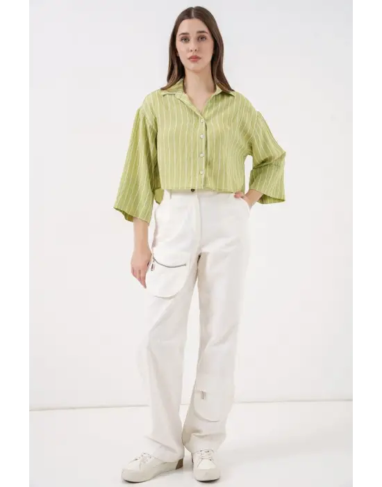Trend Oversize Çizgili Gömlek
