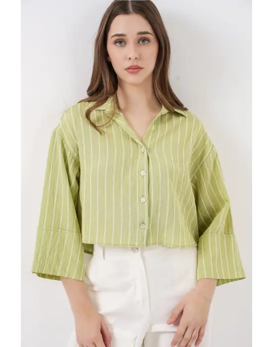 Trend Oversize Çizgili Gömlek