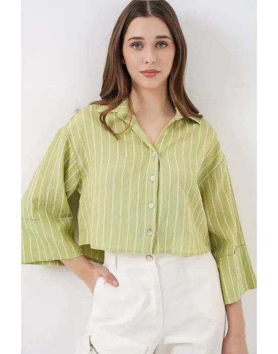 Trend Oversize Çizgili Gömlek