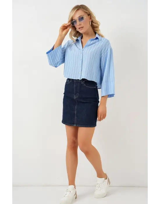 Modern Oversize Çizgili Gömlek