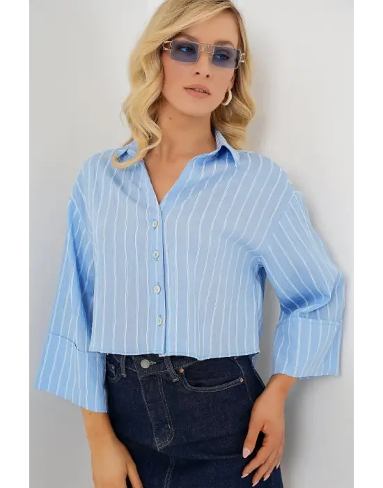 Modern Oversize Çizgili Gömlek