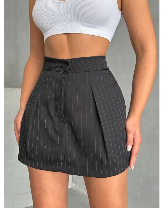 Asil Çizgili Şort Etek