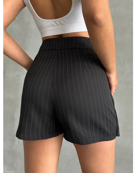 Asil Çizgili Şort Etek