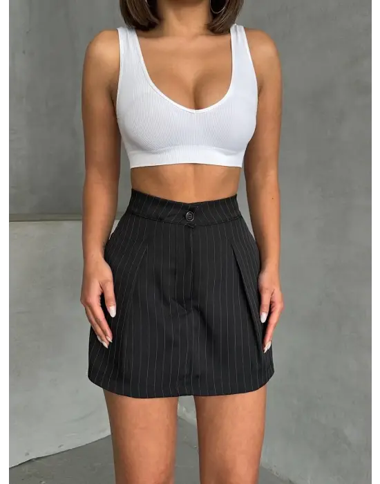 Asil Çizgili Şort Etek
