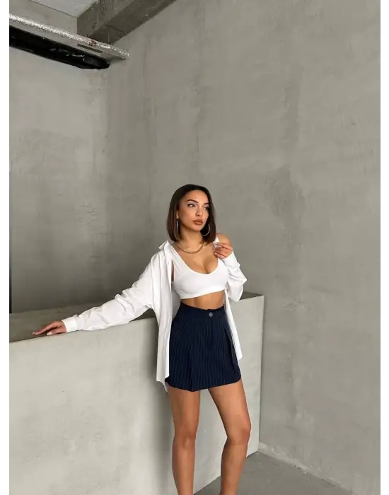 Omarı Deniz Rüzgarı Çizgili Etek