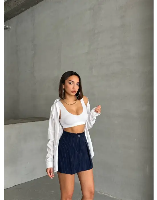 Omarı Deniz Rüzgarı Çizgili Etek