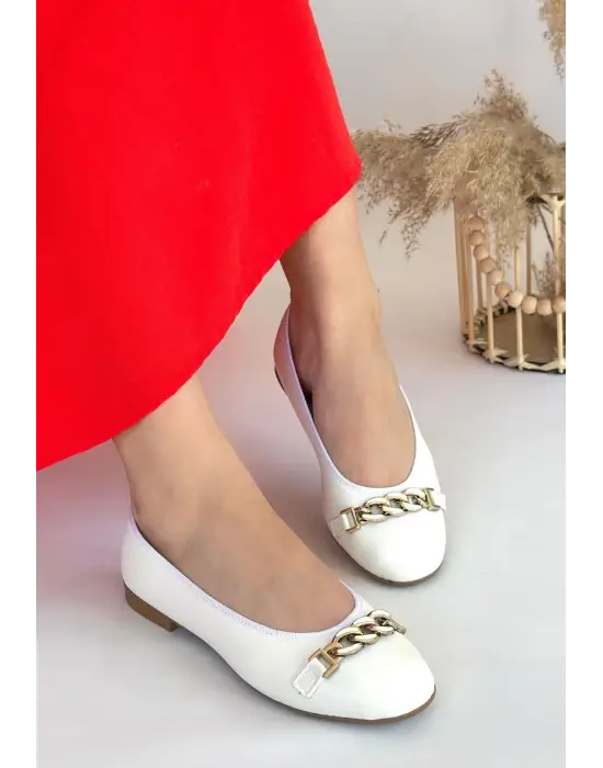 Modern Beyaz Cilt Babet Ayakkabı