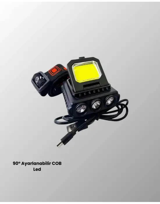 Cob + Xpe Led Kafa Feneri 800 Lumen Usb Type C Şarjlı Çok Modlu