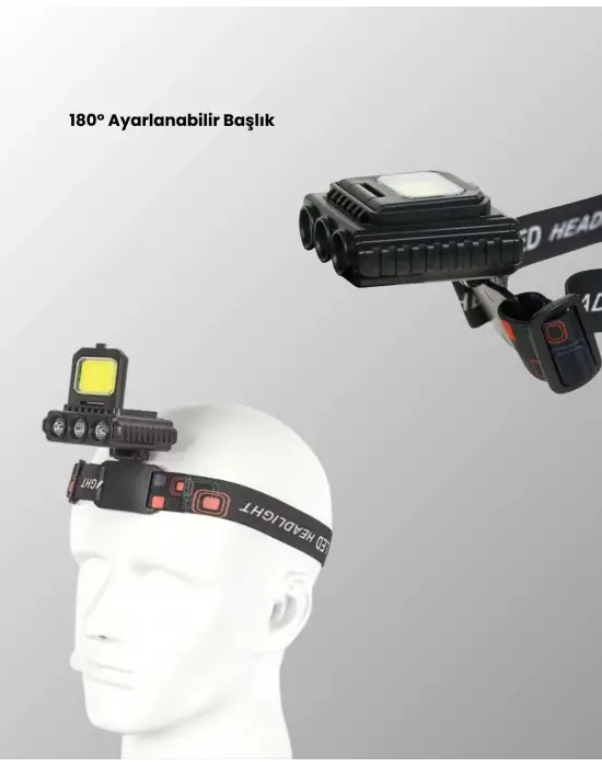 Cob + Xpe Led Kafa Feneri 800 Lumen Usb Type C Şarjlı Çok Modlu