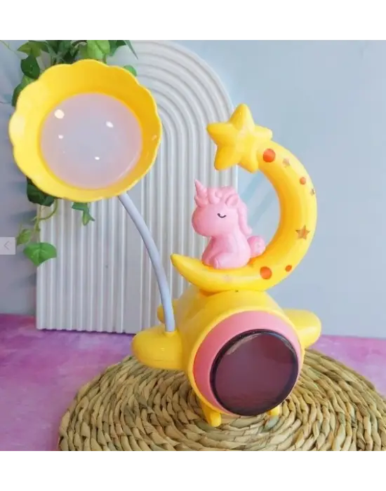 Çocuk Odası Ay Ve Unicorn Desenli Gece Lambası