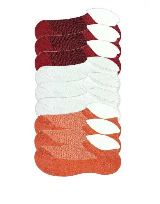 Omarı Çocuk Sneaker Patik Çorap Seti Bordo Beyaz Turuncu