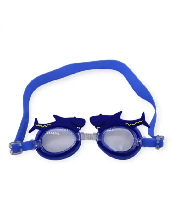 Omarı Çocuk Yüzücü Gözlüğü Köpek Balığı Tasarımı - Silikon Taşıma Çantası