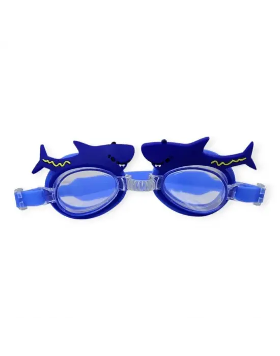 Omarı Çocuk Yüzücü Gözlüğü Köpek Balığı Tasarımı - Silikon Taşıma Çantası