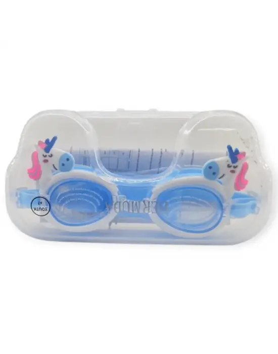 Omarı Çocuk Yüzücü Gözlüğü Köpek Balığı Tasarımı - Silikon Taşıma Çantası