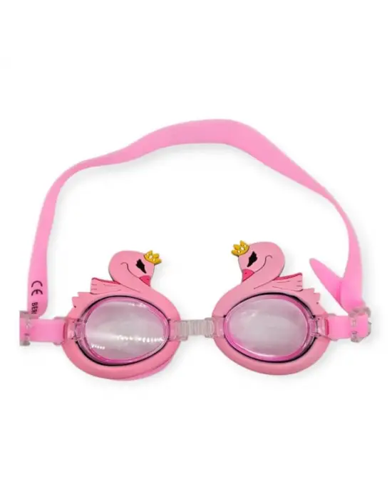 Omarı Pembe Kuğu Çocuk Yüzücü Gözlüğü Taşıma Çantasıyla