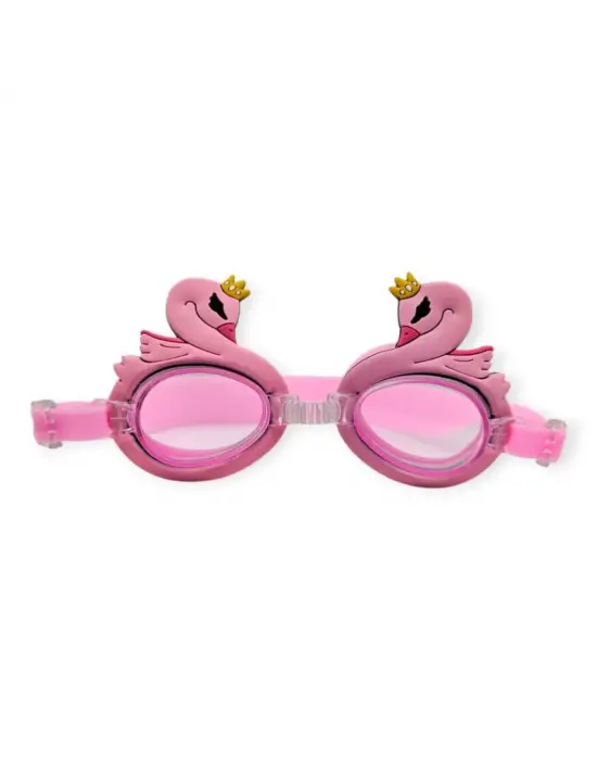 Omarı Pembe Kuğu Çocuk Yüzücü Gözlüğü Taşıma Çantasıyla