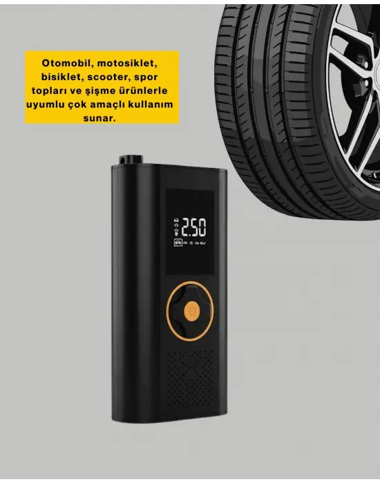 Çok Amaçlı Dijital Lastik Pompası Araç Bisiklet Top Uyumlu