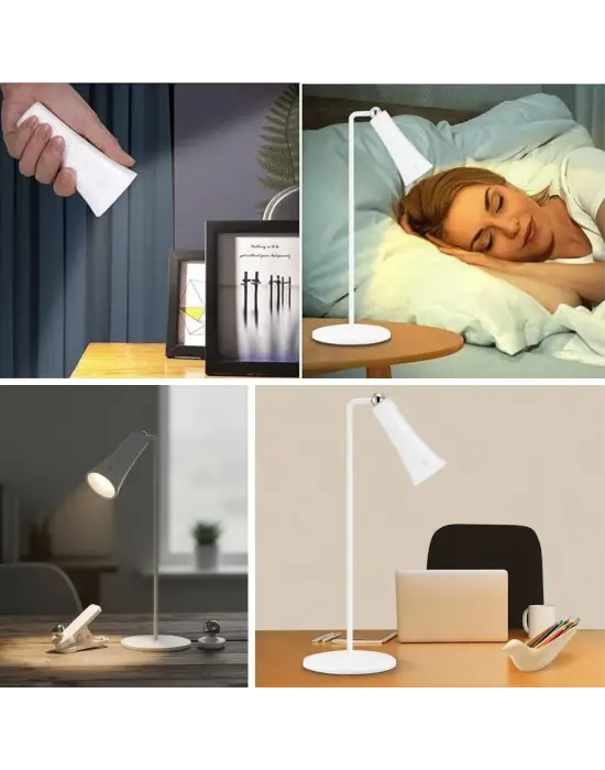 Çok Amaçlı Güçlü Manyetik Başlıklı 4’ü 1 Arada Portatif Beyaz LED Lamba Masaüstü, El Feneri, Duvara Asılabilir ve Mandallı Klipsli Işık